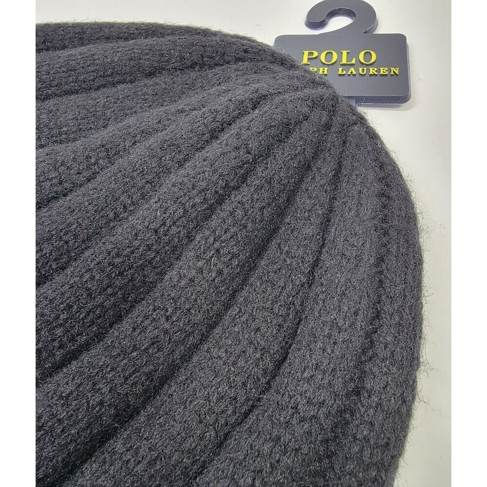 Polo Ralph Lauren Signature Merino Cuffed Beanie Hat Black Red (Pp0054-100) NWT - Picture 9 of 9